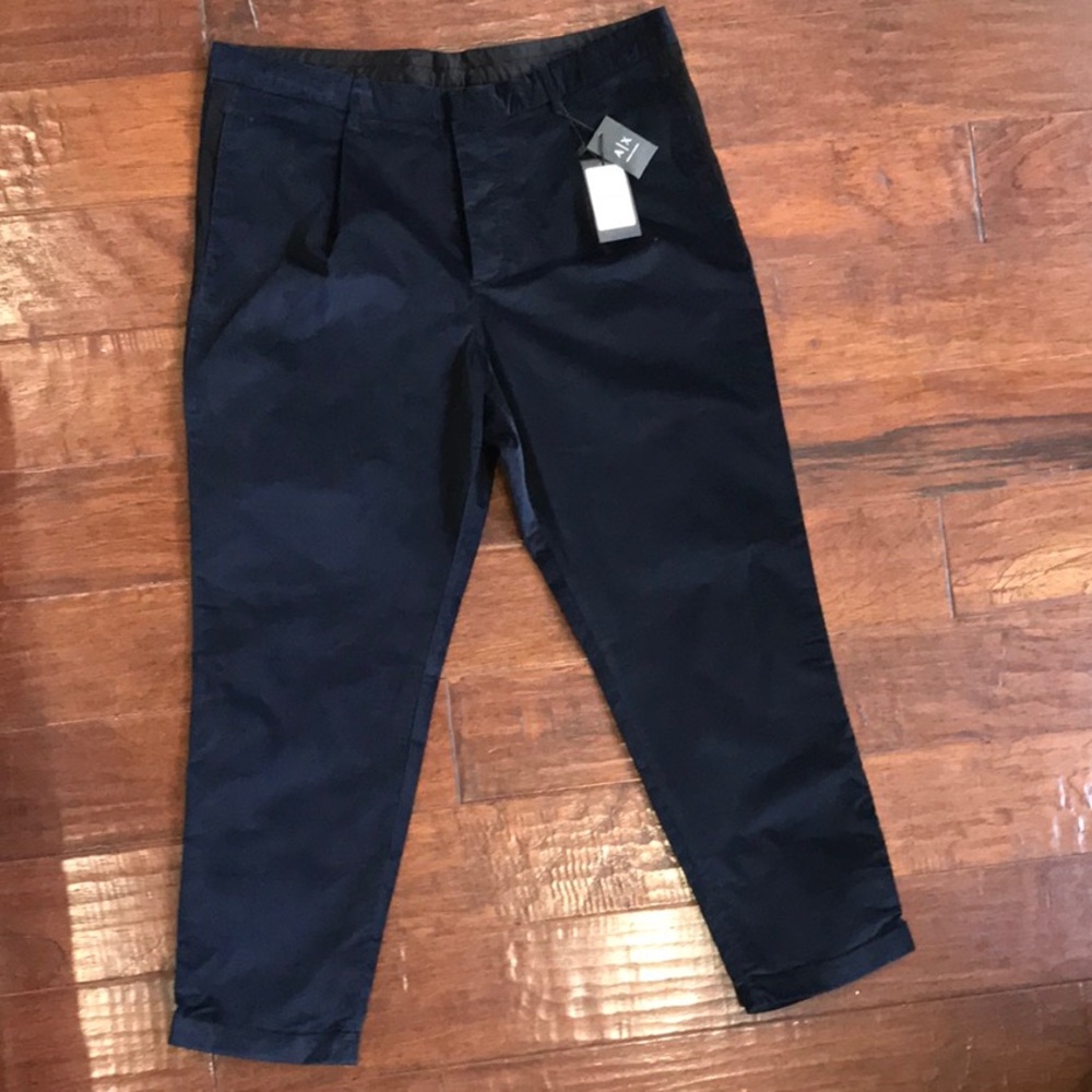Armani Exchange Men's Navy Cotton Elastane Pants, Waist 36